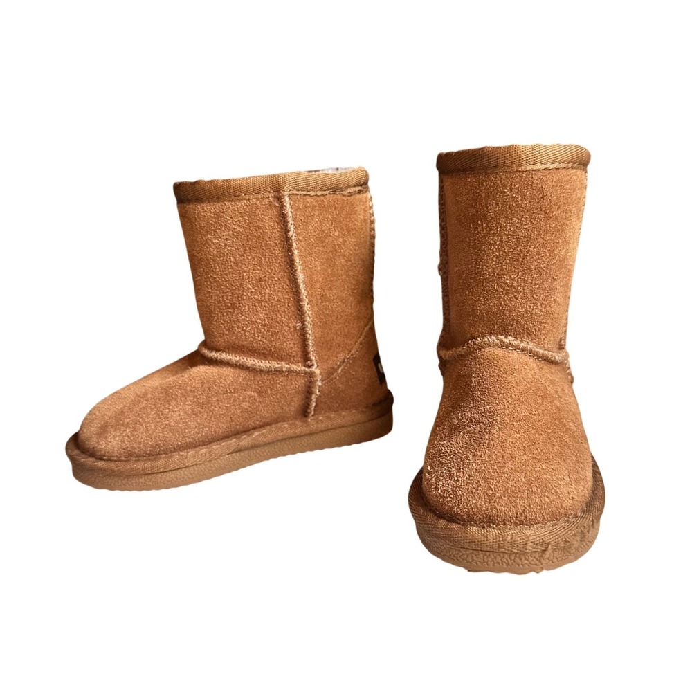 Lamo Kids Chestnut Brown Suede Faux Fur Lined Winter Boots Unisex 9 Toddler Cozy